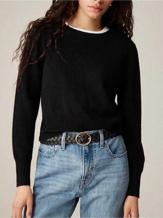 J. Crew Sweaters - J Crew Cropped Fit Black Cashmere Crewneck Sweater Size Large